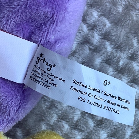 GITZY Plush Purple Green Owl Stuffed Animal Pillow Style Toy - Picture 14 of 16